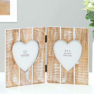 Twin Folding Hearts 6x4 Photo Frame