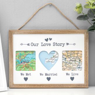 ‘Our Love Story’ Triple Map Frame