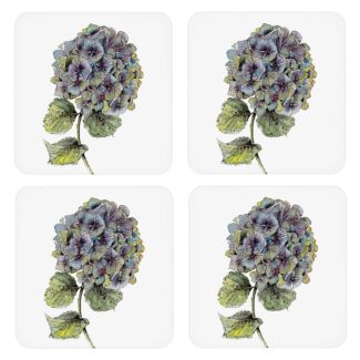 ‘Hydrangea’ White Set of 4 Coasters