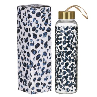 Frida Leopard Print 420ml Glass Water Bottle