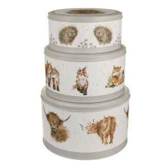 Set of 3 Cake Tins (Cow, Fox, Hedgehog) 