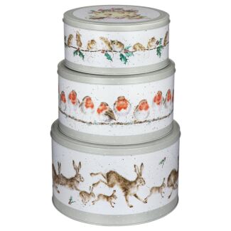 Christmas Set of 3 Round Nesting Tins