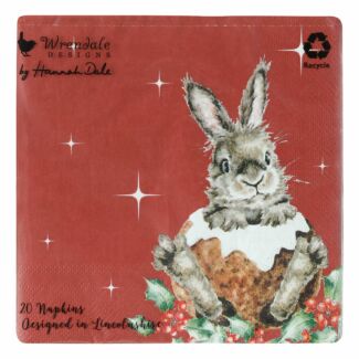 ‘Merry Little Christmas’ Rabbit Set Of 20 Christmas Lunch Napkins