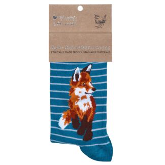 ‘Born to be Wild’ Teal Fox Women’s Bamboo Socks