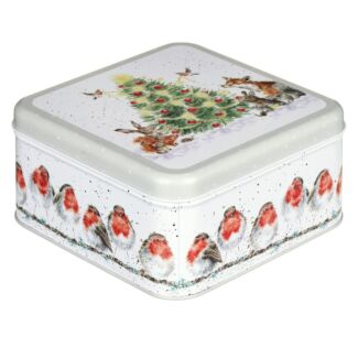 'A Woodland Christmas' Square Tin