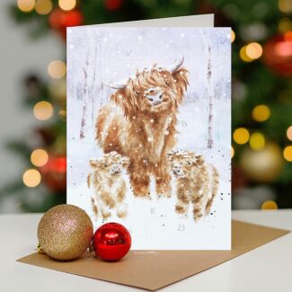 ‘A Highland Christmas’ Highland Cows Advent Calendar Card