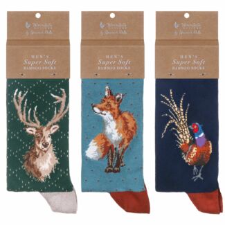 Woodland Animals Set Of Three Men's Bamboo Socks