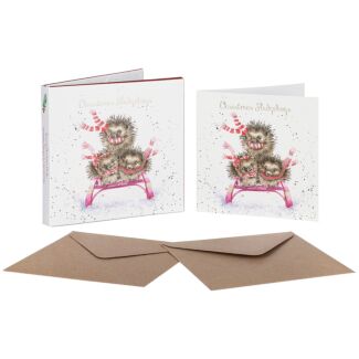 ‘Sledgehogs’ Set of 8 Luxury Gold Foiled Christmas Cards