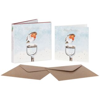 ‘Little Red Robin’ Set of 8 Luxury Gold Foiled Christmas Cards