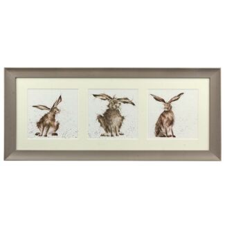 A Trio Of Hares Triple Print with Taupe Frame