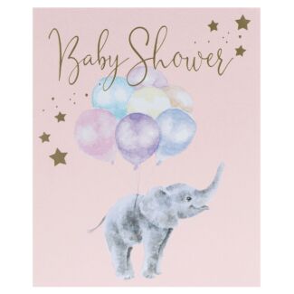 Up and Away Elephant Baby Shower Card