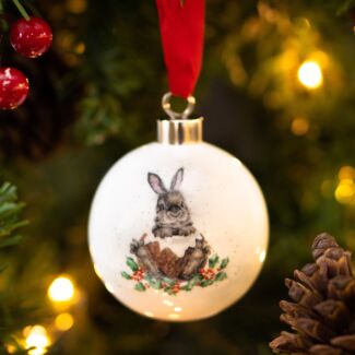 Merry Little Christmas Rabbit Christmas Bauble