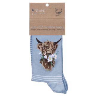 ‘Daisy Coo’ Blue Cow Women’s Bamboo Socks