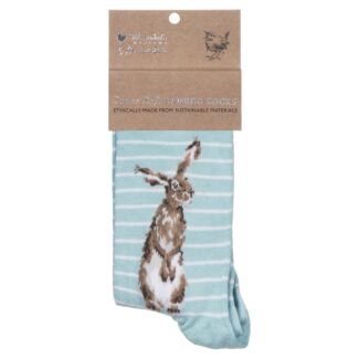 ‘Hare and the Bee’ Blue Hare Women’s Bamboo Socks