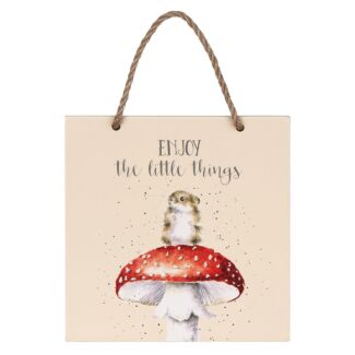 ‘Enjoy the Little Things’ Mouse Wooden Plaque