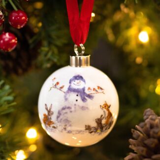 'Gathered Around Snowman' Christmas Bauble