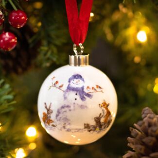 Gathered Around Snowman Christmas Bauble