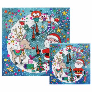 Santa & Rudolph Moon Scene Jigsaw Puzzle with Mini Christmas Card