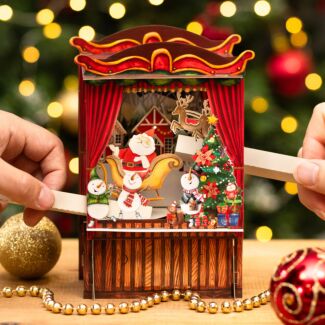 Santa’s Sleigh Paper Theatre 3D Pop Up Christmas Card