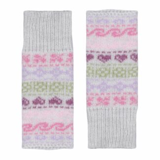 Pink Nordic Fingerless Gloves