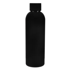 Black Rubber Coated Steel 500ml Water Bottle
