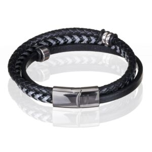 Men’s 3-in-1 Black Leather Bracelet