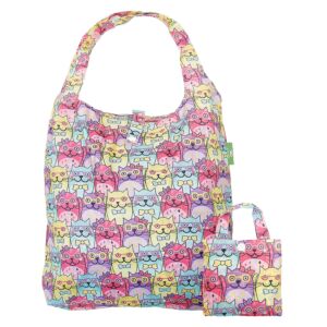 Cats with Glasses Recycled Foldaway Shopper