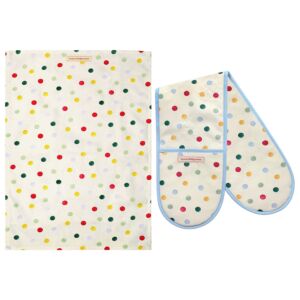 Polka Dot Double Oven Glove and Tea Towel Set