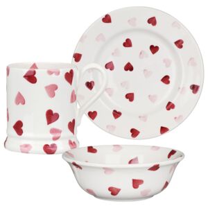 Pink Hearts 3 Piece Breakfast Set