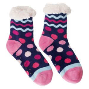Navy Squiggles & Dots Ladies Slipper Socks
