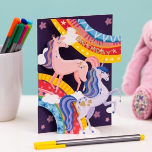 Unicorns Paper Cut Art Birthday Card