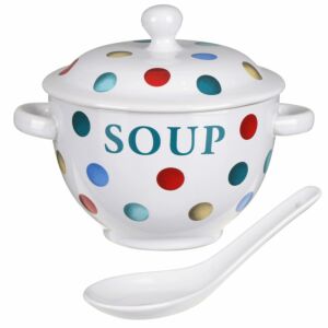 Spots Soup Bowl With Lid And Spoon