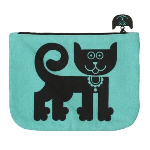 Hornsea Cat and Piranha Teal Pouch Bag