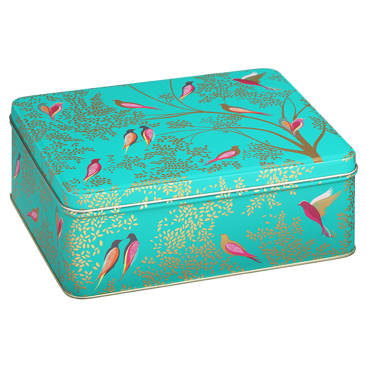 Sara Miller Green Birds Deep Rectangular Tin 