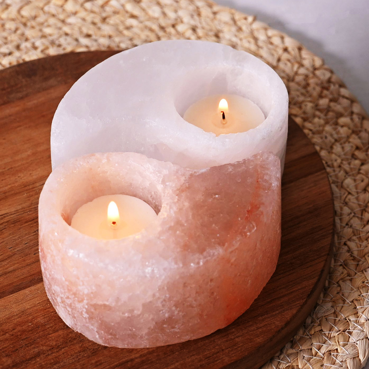 Widdop Co Yin and Yang Rock Salt Double Tea Light Holder