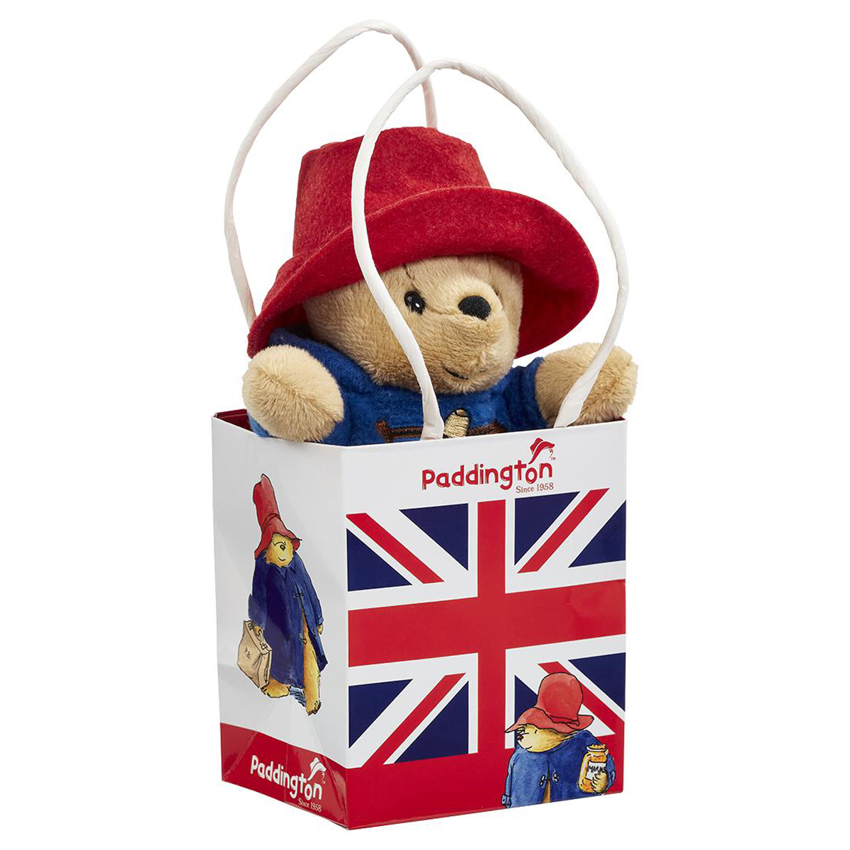 Classic Plush Paddington Bear in Union Jack Souvenir Gift Bag 6" Soft Toy 
